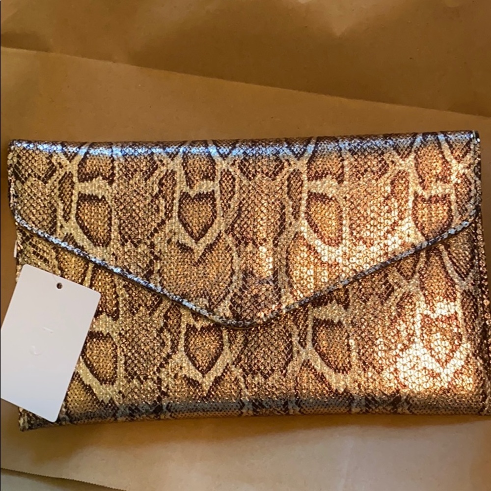 Francesca’s Gold Snakeskin Clutch